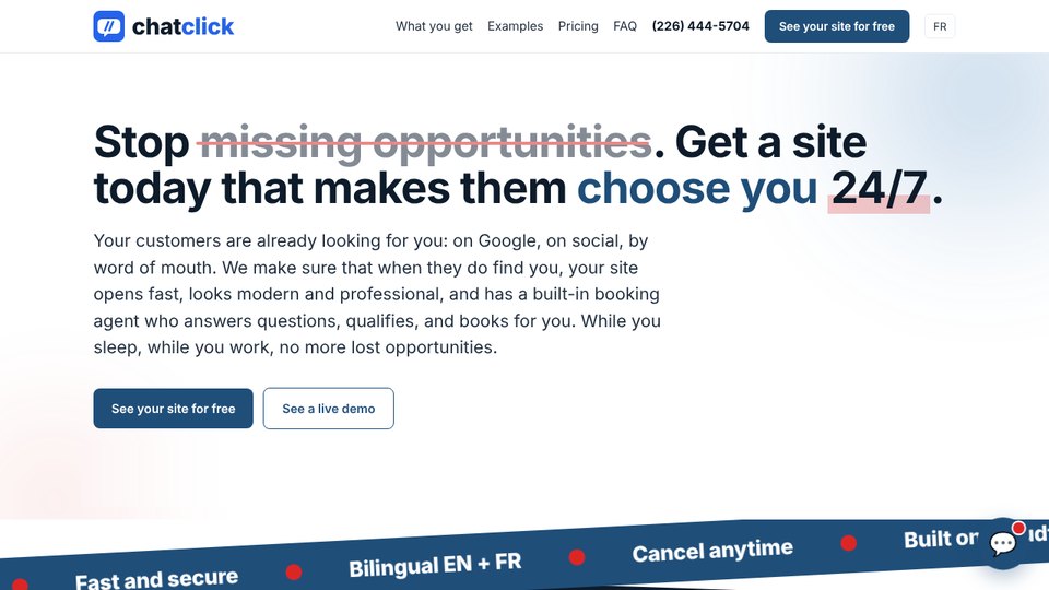 ChatClick homepage